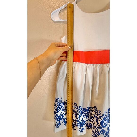 Janie & Jack Textured Floral Bottom Coral Ribbon Belt Spring Dress Girls Size 6 - Picture 6 of 9